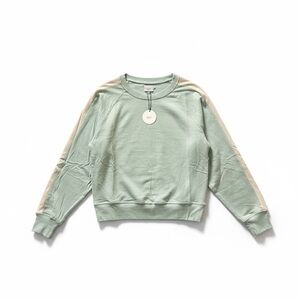 Sage Green Sweatshirt with Cream Stripes